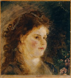Girl with Pearl Necklace in Hair by Anton Romako
