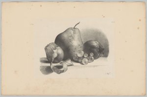 Pear, Peach, Grapes, and Peeled Lemon (Flower and Fruit Studies, 3rd Issue) by Anton Weiss