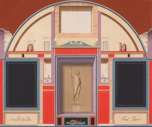 Wall Painting of a Roman House on the Grounds of Villa Negroni in Rome, Statue of Adonis. Around 1801 (?)