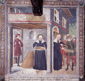Life of St. Francesca Romana: During a serious famine in 1402, Francesca gives all her grain to the poor by Antoniazzo Romano