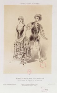 Mr. Ibos and Miss Richard as the Duke of Mantua and Magdalen in Rigoletto by Verdi, 1885