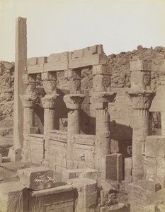 Philae, view from the northeast of the south end of the West Colonnade and the Porch of Nectanebo at the Temple of Isis