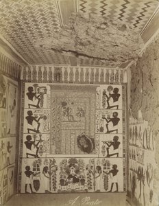 Tomb of Nakht at Thebes, view of painted wall and ceiling from tomb