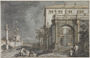 Capriccio: A Palace with a Courtyard by the Lagoon by Giovanni Antonio Canal