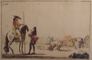 Picador Riding and Dragging the Bull