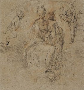 Madonna and Child in the Clouds Flanked by Two Putti by Antonio Cimatori