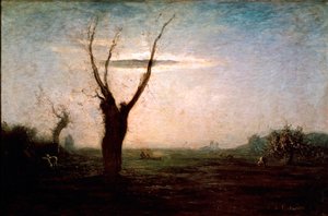April Landscape of Late Winter with a Tree Still Without Leaves by Antonio Fontanesi