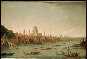 A Panoramic View of the City of London from the Thames near the Water Gate of Somerset House