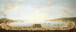 A Panoramic View of the Bay of Naples, with the Royal Procession to Piedigrotta