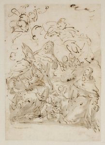 Sketch for an altarpiece with three saints and angels