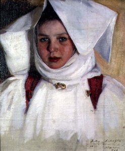 Girl in a White Dress and Cap