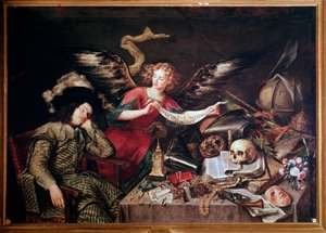 An Angel Shows the Dream of a Sleeping Knight by Antonio Pereda y Salgado