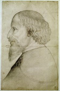 Emperor Sigismond of Luxembourg (1368-1437), seen in bust, in profile to the left. Drawing by Antonio di Puccio Pisano dit Pisanello
