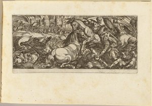 Battle Scene with Two Horses Attacking Each Other by Antonio Tempesta
