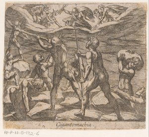 The Giants Attempt to Attack Olympus (Gigantomachia) (Metamorphoses of Ovid) by Antonio Tempesta