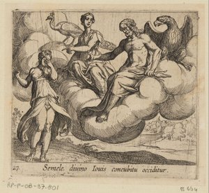 The Wish of Semele Semele divino Iovis concubitu occiditur (title on object) Metamorphoses of Ovid (series title) by Antonio Tempesta