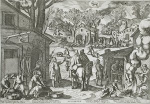 December: Village Scene with Inn by Antonio Tempesta
