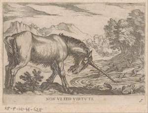 A Unicorn Chasing Lizards from a Pond by Antonio Tempesta