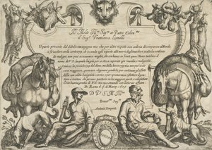 Frontispiece with Hunters, Dogs and Horses, from 