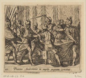 Phineus Disrupts the Wedding of Perseus and Andromeda (Metamorphoses of Ovid) by Antonio Tempesta