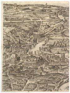 Plan of the City of Rome. Part 4 with the Santa Maria in Aracoeli, the Forum Romanum by Antonio Tempesta