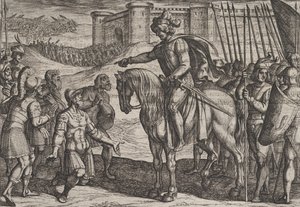 Men from the Fortress Surrender and Pledge Their Lives to Civilis, from The War by Antonio Tempesta