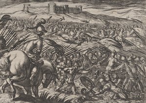 Plate 29: Civilis Floods the Land by Defensively Breaking the Dikes, from The War of the Romans by Antonio Tempesta