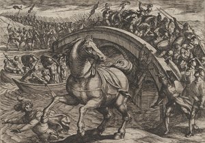 Civilis Forced to Dismount and Swim Across the River (detail)