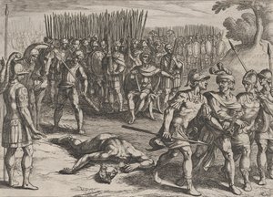 Plate 3: Claudius Civilis Arrested and his Brother Paulus Beheaded, from The War of the Romans by Antonio Tempesta