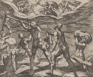 Plate 6: The Giants Attempting to Storm Olympus Gigantomachia, from Ovid