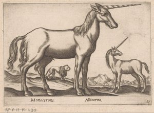Two Unicorns and a Lion by Antonio Tempesta