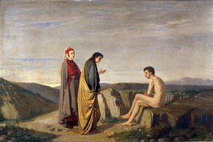 Dante and Virgil meet the poet Sordello da Goito at Purgatory from Divine Comedy by Dante Alighieri
