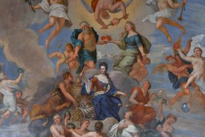 Queen Anne surrounded by a host of personified virtues (detail)