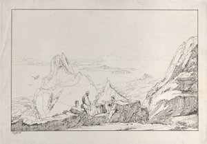 Mountainous Landscape with Two Men in the Foreground by Antonio Vianello