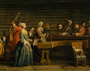 Concert at the Villa by Antonio Visentini, piano and violin, Italy