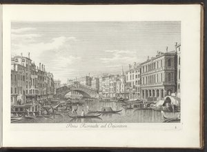 View of the Grand Canal and the Rialto Bridge in Venice by Antonio Visentini