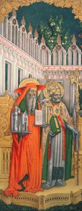 St. Jerome and St. Gregory, Left Panel from The Virgin Enthroned with Saints Jerome, Gregory, Ambrose and Augustine, 1446 (post restoration)