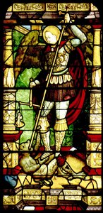 Stained Glass with St. Michael Weighing Souls by Antonio da Pandino