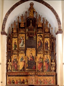 Polyptych of the Poem of Redemption and Coronation of the Virgin Mary Wood Painting by Antonello de Saliba by Antonio de Saliba