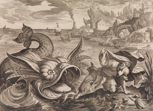 Jonah Cast on Shore by the Fish, ca. 1585 by Antonius Wierix