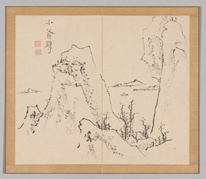 Double Album of Landscape Studies after Ikeno Taiga, Volume 1 leaf 8 by Aoki Shukuya