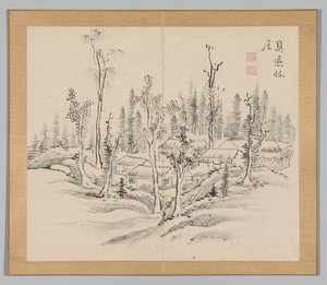 Double Album of Landscape Studies after Ikeno Taiga, Volume 2 leaf 23 by Aoki Shukuya
