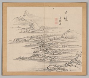 Double Album of Landscape Studies after Ikeno Taiga, Volume 2 leaf 5 by Aoki Shukuya
