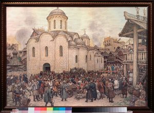 The invasion of Moscow by Khan Tokhtamych in 1382 by Apollinari Mikhailovich Vasnetsov