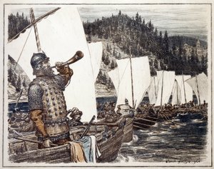 Yermak Timofeyevich on the Irtysh by Apollinari Mikhailovich Vasnetsov