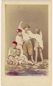 Five Italian Street Boys: Two Seated, Three Standing by Arena and DAlessandri