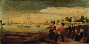 Fishermen on the Bank of the Amstel near the Pauwentuin, Amsterdam by Arent Arentsz