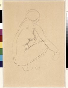 Naked Squat. Drawing by Aristide Maillol (1861-1944). Pencil on paper. Dim: 32x23cm. Musee Cantini, Marseille by Aristide Maillol