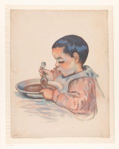Child eating soup