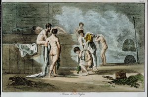 Russian Men in a Sauna, from Moeurs et Coutumes Russes